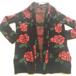 Material Girl Red, Black & Green Cardigan Sweater XS